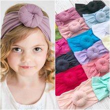 Nova mistura de algodão náilon bebê meninas headbands recém-nascidos turbante redondo nó cabeça envoltório infantil da criança presente aniversário foto adereços 2024 - compre barato