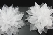 30 peças linda flor de véu francês grande artesanal de chiffon flores tamanho extra grande 2024 - compre barato