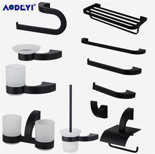 Bathroom Hardware Set Robe Hook Towel Rail Rack Bar Shelf Toothbrush Holder Bathroom Accessories Black 2024 - buy cheap