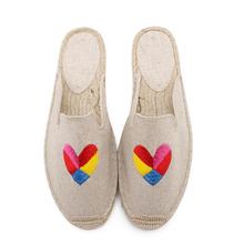 Flamingo denim bow-knot babouche mujer summer knitted slippers 6 designs flat fisherman shoes women heart-shaped zapatos mujer 2024 - buy cheap