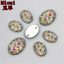 Micui 100PCS 10*14/13*18mm AB Clear Flatback Resin Round Stone beads flatback Resin Rhinestone For DIY Wedding Decoration ZZ332C 2024 - buy cheap