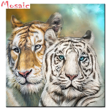 Pintura em ponto cruz com miçangas bricolagem mosaico 5d contas em forma de diamante bordado animal tigre decoração 2024 - compre barato