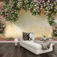 Custom 3D Photo Wallpaper Pink Rose Flower Vine Photography Background Wall Mural Papel De Parede Waterproof Self-adhesive Paper 2024 - buy cheap