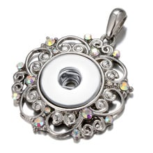 New Fashion Beauty Rhinestone Hollow Flower snap pendant necklace 60cm fit 18mm snap buttons snap jewelry wholesale XL0054 2024 - buy cheap