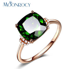MOONROCY Drop Shipping Fashion Cubic Zirconia Green Crystal Party Wedding Rings Square Jewelry Wholesale for Women Girls Gift 2024 - buy cheap
