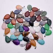 fashion mixed natural stone water drop Pendants  necklace forjewelry making charm accessories 50Pcs/lot Free shipping Wholesale 2024 - buy cheap