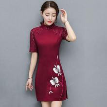 Женское винтажное платье Qipao, красное винтажное кружевное платье с цветочной вышивкой, модель AH777, 2020 2024 - купить недорого