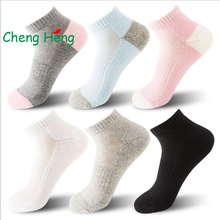 Cheng heng meias femininas 5 pares/saco, meia sola respirável absorvente de suor meia lã de cor sólida para mulheres meias casuais de algodão 2024 - compre barato