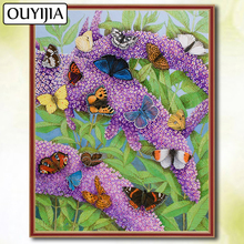 Алмазная 5D картина OUYIJIA «сделай сам», полноразмерная мозаика с изображением животных, цветов, птиц, бабочек, вышивка стразами, стразы 2024 - купить недорого
