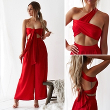 Red Strapless Off Shoulder Bandage Bow Crop Tops Two Piece Set Top and Wide Leg Pants Women Sexy Clothes Tracksuit Club Outfits 2024 - buy cheap
