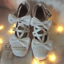 Korean Harajuku Style Lolita Shoes Bowknot Princess Kawaii Girl Women Shoes Cosplay Middle Heel Vintage Lolita Shoes 2024 - buy cheap