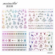 Snowflake 3D Nail Art Sticker Christmas Tree Decals Rainbow Colorful Nail Wraps Tips Adhesive Transfer Decoration Manicure Tool 2024 - buy cheap