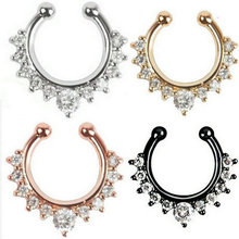 New Arrival Crystal Nose Ring Fake Septum Piercing Hanger Clip On Body Jewelry Nose Hoop Gold/Silver Plated Piercing 2024 - buy cheap