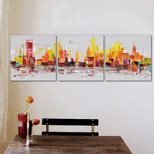 High Quality Top Art Oil Painting City Pictures Unframed 3 Panels Handmade Color Abstract Colorful Wall Decor On Canvas 2024 - buy cheap