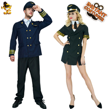 Piloto de carreira homem e aeromoça trajes desempenho festa de halloween carreira piloto e roupas de ar da senhora trajes 2024 - compre barato