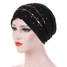 Turbante de algodão com renda lisa, feminino, chapéu feminino bandana para quimioterapia, acessórios para cabelo 2024 - compre barato