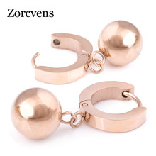 Zorctens brincos românticos femininos em aço inoxidável, joias com pingente de zircônia cúbica em formato de gota dourada rosa 2024 - compre barato