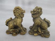 The ancient Chinese sculpture copper feng shui plutus kirin dog statues 2024 - buy cheap