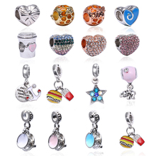 TOGORY-Cuentas de cristal en forma de corazón para pulsera, abalorios auténticos en plata, accesorio de joyería artesanal, 2 unids/lote 2024 - compra barato