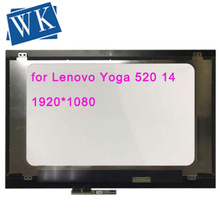 Tela lcd touch de 14.0 polegadas, digitalizadora, montada p/n 5d10m42869 para lenovo yoga 520 14 1920*1080 com placa touch 2024 - compre barato