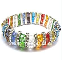 Uma peça 2-tiers cores misturadas contas de cristal pulseira, pulseira para mulher gcb1289 2024 - compre barato