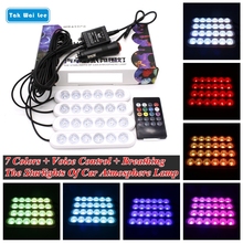 Tak Wai Lee 4X 7 Colors LED Car Atmosphere Strip Light Voice Remote Control Breathing Styling Starlight Interior Lamp With Velco 2024 - compre barato