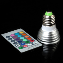 E27 e14 gu10 mr16 rgb, lâmpada led mágica rgb com controle remoto ir, 16 cores 2024 - compre barato