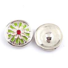 Abalorios de metal para botones, flor de aleación de 1,8-2cm, verde, rosa, esmalte rojo, diamantes de imitación, DIY, envío gratis 2024 - compra barato