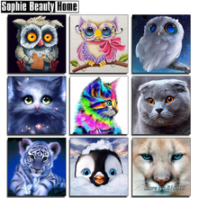 5D Diy pintura de diamante Animal búho gato Tigre bordado patrón de diamantes de imitación mosaico completo de diamantes decoración del hogar regalo 187072 2024 - compra barato