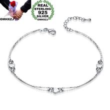 OMHXZJ Wholesale Personality Fashion  Woman Gift Silver Heart Thin Chain 925 Sterling Silver Bracelet Jewelry Set SE51 2024 - buy cheap