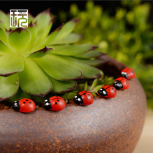 20 pcs/lot  Red Ladybug Small Coccinella Garden Miniatures Kawaii Decoration Micro Landscape Accessories Wood Crafts 2024 - buy cheap