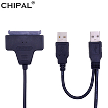 CHIPAL Standard USB 2.0 to SATA 3.0 7+15 22Pin Cable Adapter Converter for 2.5'' Hard Disk Drive HDD SSD with USB Power Supply 2024 - buy cheap
