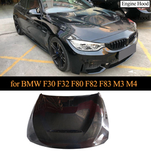 Крышка переднего капота автомобиля из углеродного волокна для BMW F30 F32 F80 F82 F83 M3 M4 крышка двигателя капот глянцевый черный 2024 - купить недорого