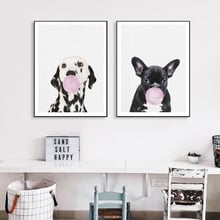 Póster de Bulldog Francés de Animal lindo, pintura en lienzo de Dálmata, imagen impresa, decoración artística del hogar, pegatina de pared personalizable 2024 - compra barato