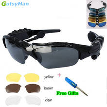 GutsyMan Спорт стерео беспроводной Bluetooth 4,1 гарнитура телефон вождения солнцезащитные очки/mp3 езда глаз очки с красочными солнцезащитными линзами 2024 - купить недорого