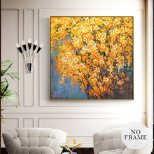 Pintura en lienzo de flores amarillas abstracta para decoración del hogar, carteles e impresiones de paisaje dorado, imágenes artísticas de pared para sala de estar 2024 - compra barato