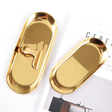 Bandeja de almacenamiento de joyas de estilo nórdico, bandeja ovalada dorada, pequeña, de acero inoxidable, para aperitivos, de Metal 2024 - compra barato