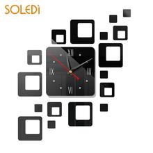 Mirror Wall Clock Wall Clock Sticker Square Mirror Clock 3D Mirror Fashion Acrylic Creative TV Background 2024 - buy cheap