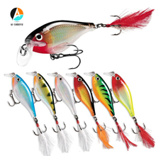 AI-SHOUYU 1pc Minnow Fishing Lures 9cm/13g Hard Bait with Feather Tail Bass Pesca Wobblers Crankbait Fishing Tackle 2024 - buy cheap