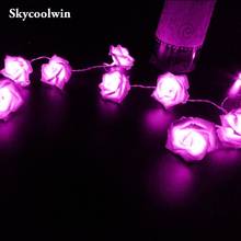 20LED Rose Flower Led Christmas Lights NewYear Wedding Christmas Decoration For Home String Fairy Light 3M AA Battery Operated 2024 - buy cheap