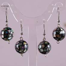 Double Sides Faceted Sphere Bead Handmade Jewelry For Women Natural Blue New Zealand Abalone Shell Earrings 1Pair U063 2024 - buy cheap
