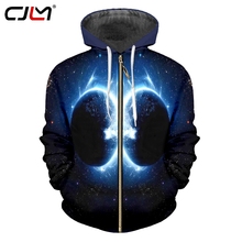 Мужские толстовки на молнии CJLM, хит продаж, креативное Мужское пальто на молнии с 3D принтом, звездное небо, врезаться в землю 2024 - купить недорого