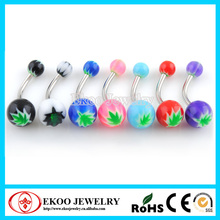 UV Pot Leaf Inlay Ball Belly Ring Acrylic Body Piercing  Lot of 100pcs 2024 - buy cheap