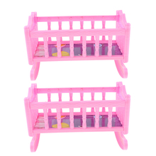 2pcs Cute Plastic Rocking Bed Nursery Room Furniture Accessory for 20cm Baby Dolls Pretend Play Pink 2024 - buy cheap