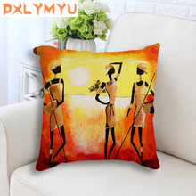 African style character abstract oil painting Prints Back Cushion Sofa Throw Pillow Decorative Linen Cushion for bed home decor 2024 - buy cheap