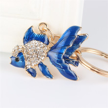 Lovely Blue Goldfish Fish Cute Crystal Charm Purse Handbag Car Key Keyring Keychain Party Wedding Birthday Gift 2024 - buy cheap