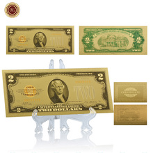 WR American Colorful 24k 999.9 Gold Banknote Usd 2 Currency World Paper Money Souvenir Gifts Collectible Bill Note with Stand 2024 - buy cheap