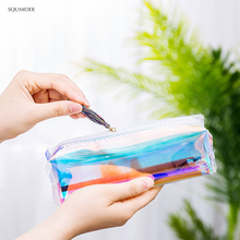 Creative Laser School Pencil Cases Colorful Transparent Cosmetic Makeup Bag Pouch Cute Girls Pencil Bag High Capacity School 2024 - buy cheap