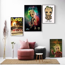 Картина на холсте с изображением персонажей из фильма Groot Baby, постеры и принты для гостиной, Настенная картина, домашний декор, картина без рамки 2024 - купить недорого