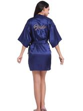 navy blue robe gold writing kimono bridal party robe bridesmaid sister mother of the groom bride robes wedding best gift 2024 - buy cheap